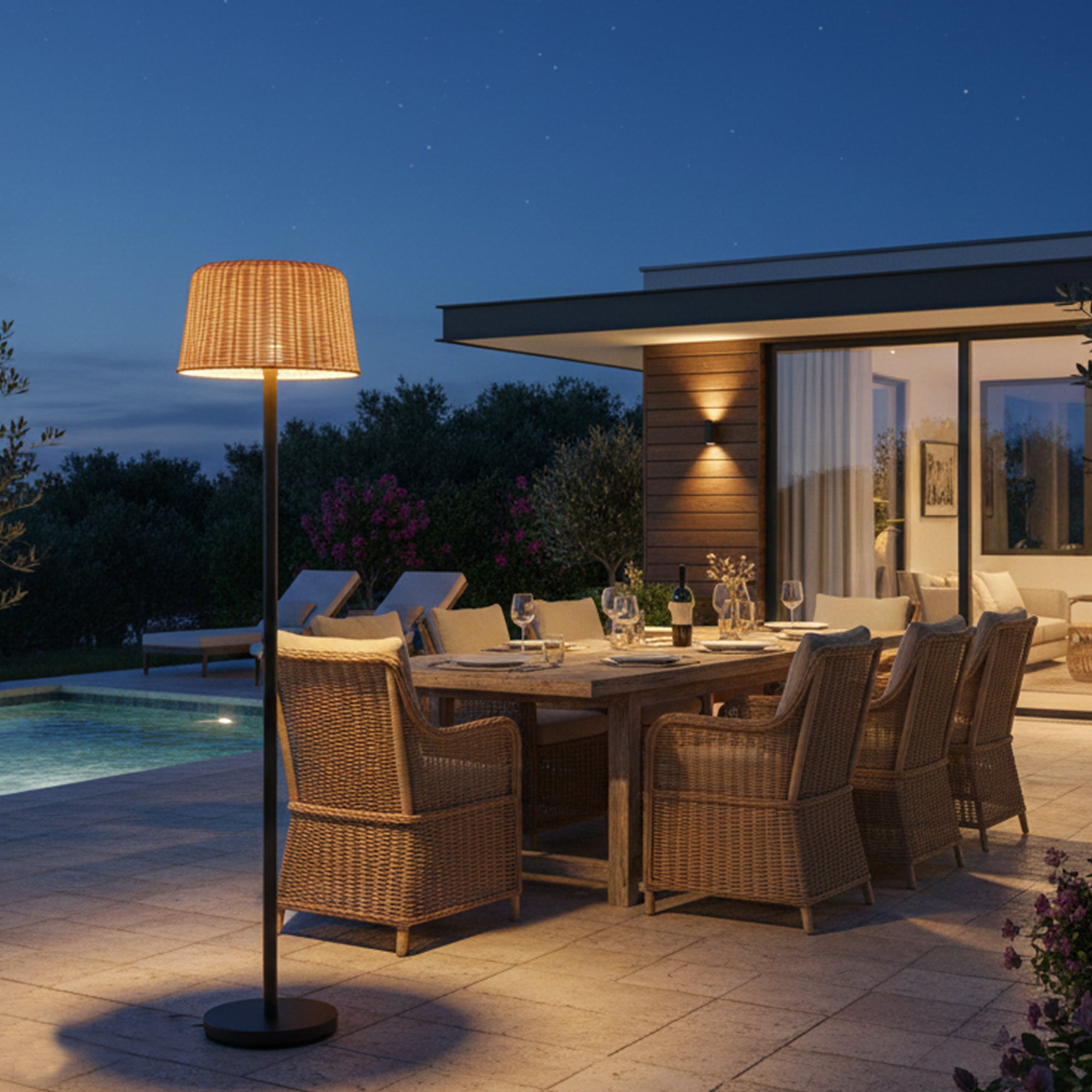Red Deco Mateo Solar lampadaire solaire rotin H160cm LED