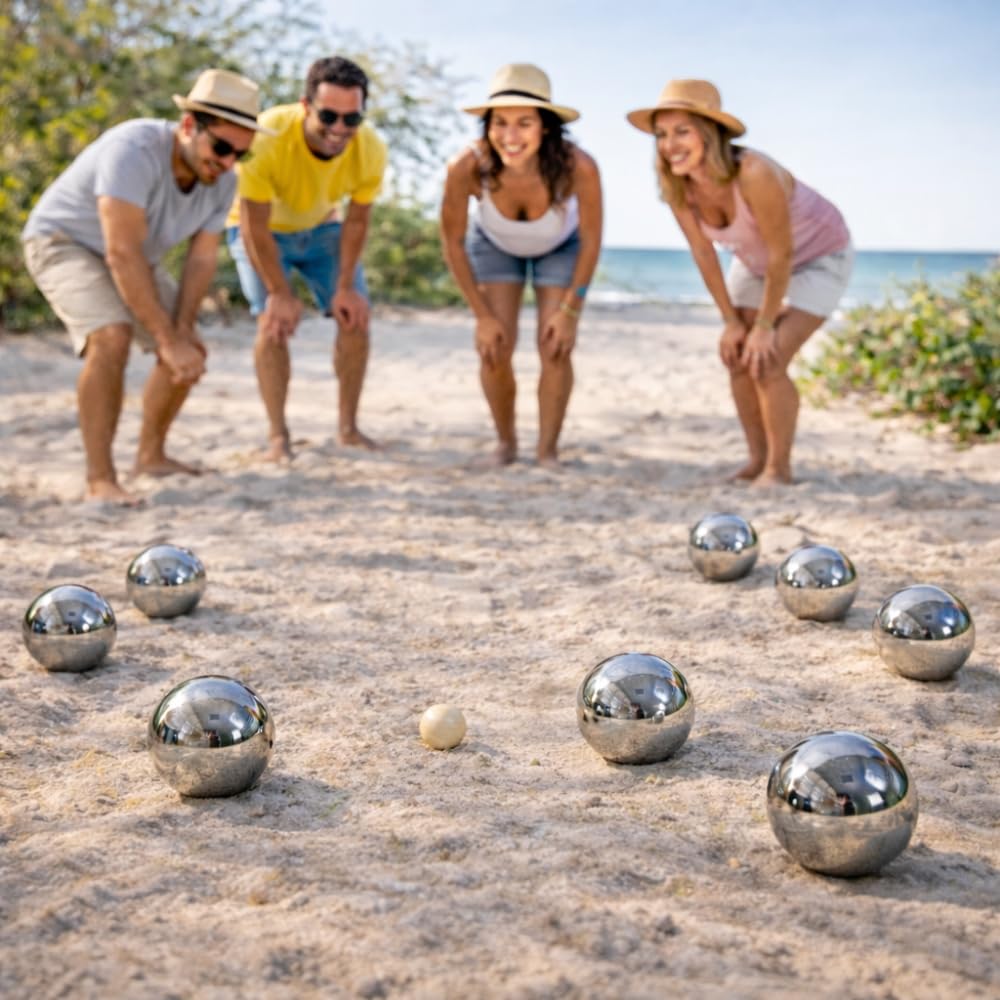Shop-Story Loisirs Jeu Pétanque Métal 8 Boules 73 mm Housse