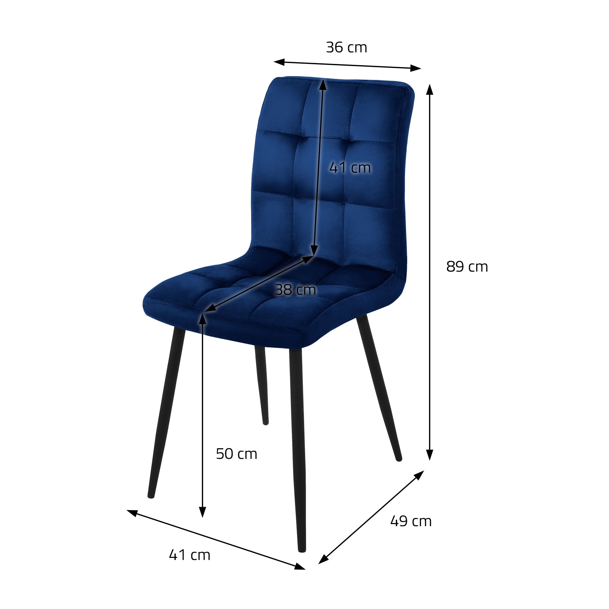 ML-Design chaise velours bleu foncé lot 4 capitonnée