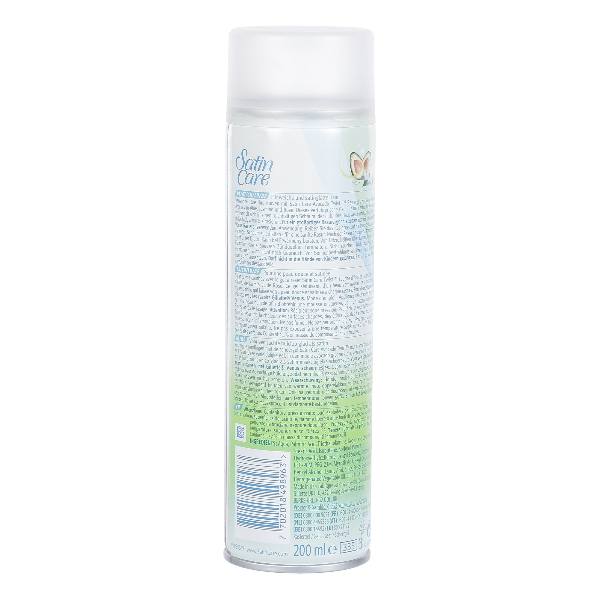 Gillette Satin Care Avocado Twist gel de rasage avocat