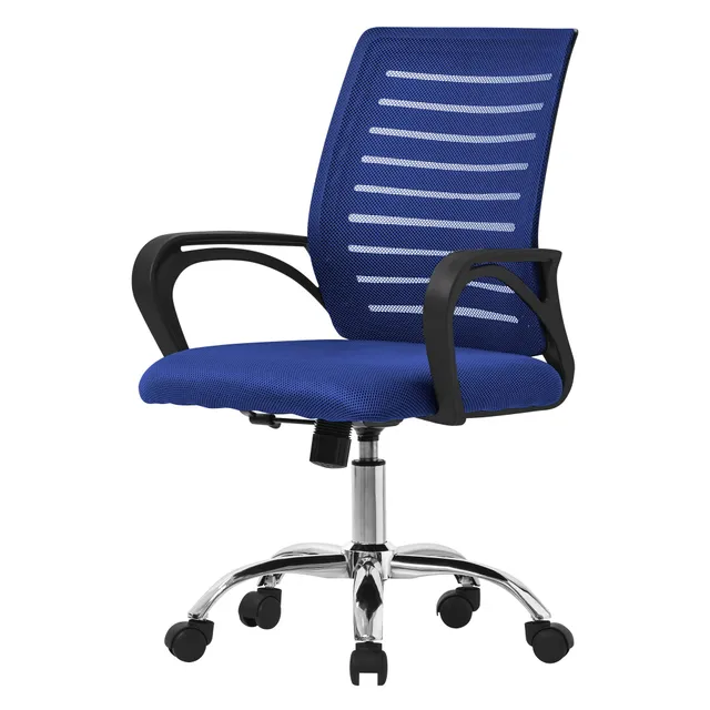 ECD Germany Möbel Chaise bureau bleu mesh à roulettes