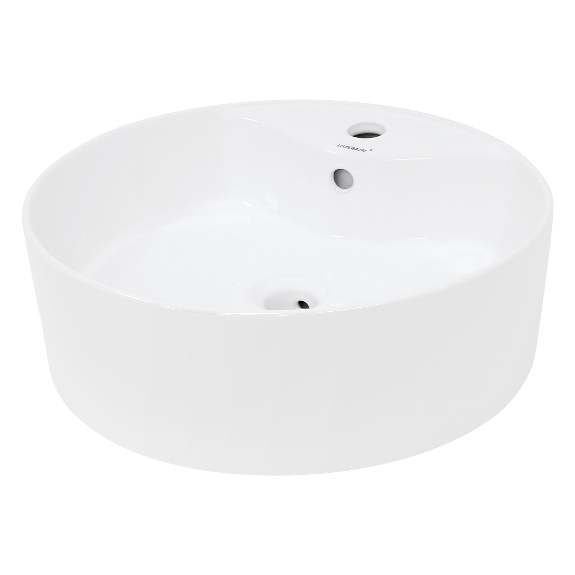 LuxeBath Vasque ronde céramique Ø46 cm blanc trop-plein