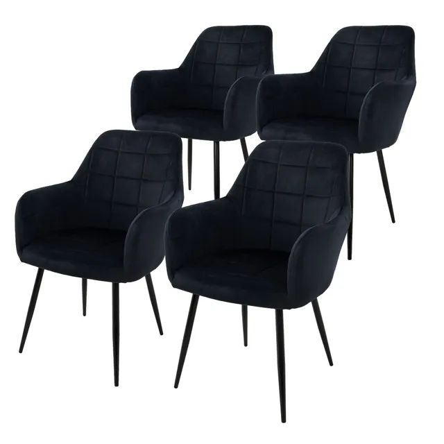 ECD Germany Möbel chaise salle à manger noire velours lot 4