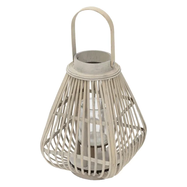 ECD Germany Garten lanterne bambou 42,5cm verre vent boho