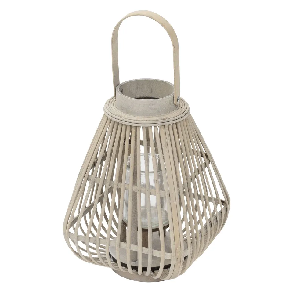 ECD Germany Garten lanterne bambou 42,5cm verre vent boho