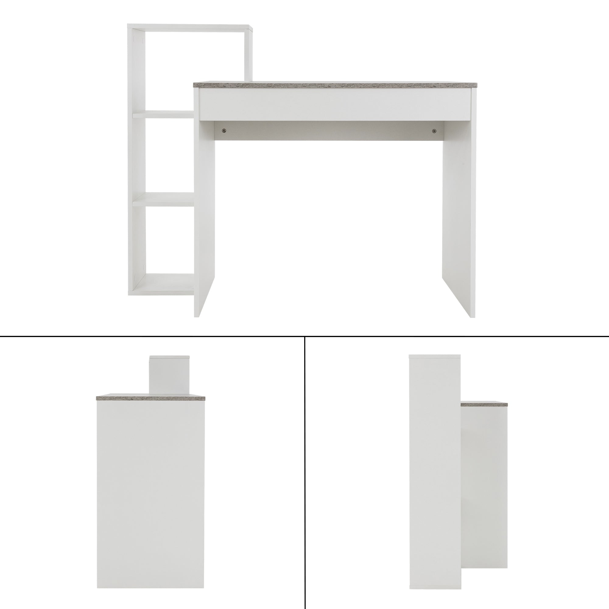 ECD Germany Möbel bureau avec étagère 110 cm blanc effet béton bois