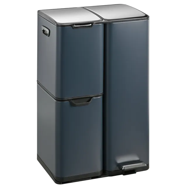 Red Deco Haja poubelle tri 60L inox gris 13+17+30L pédale
