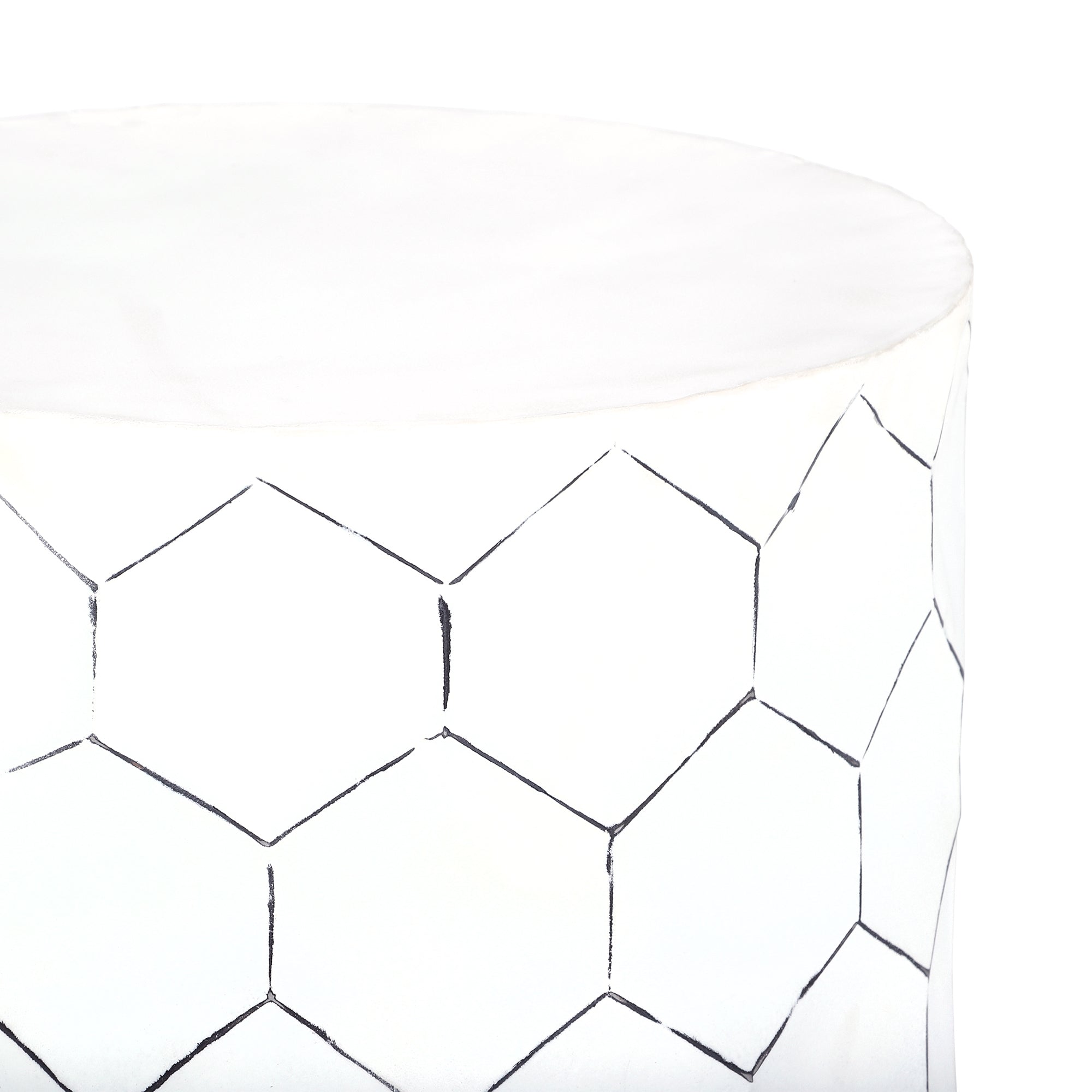 ECD Germany Möbel table d'appoint blanche métal 38x45 cm hexagone