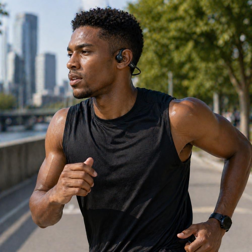 Shop-Story Casque Conduction Osseuse Noir Bluetooth 5.2