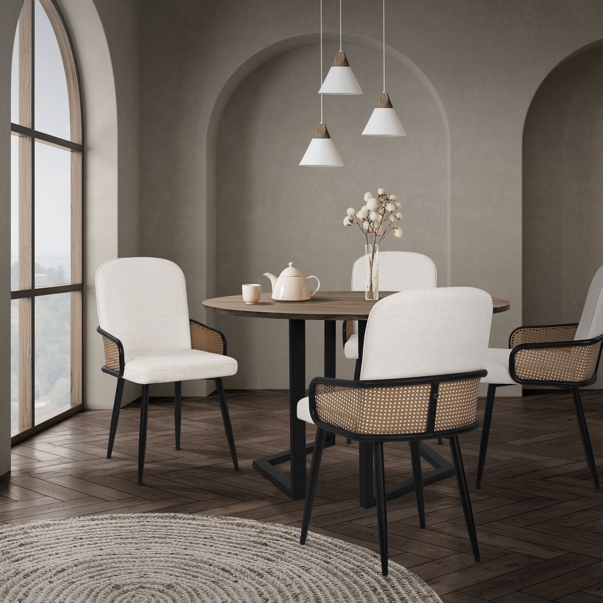 ECD Germany Möbel chaises salle à manger beige rotin lot 2
