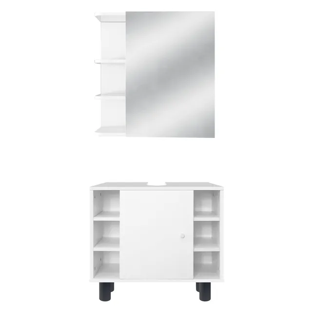 ECD Germany ML-Design meuble salle de bain blanc 2 pièces bois