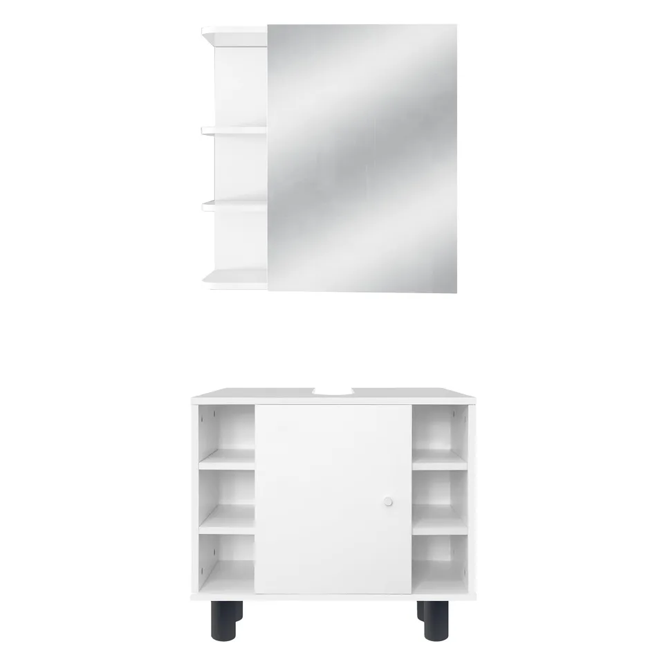 ECD Germany ML-Design meuble salle de bain blanc 2 pièces bois