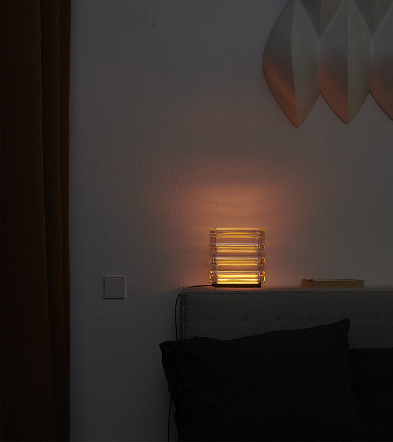 L'avant gardiste Déco lumineuse Lampe Doric Kismas bloc verre
