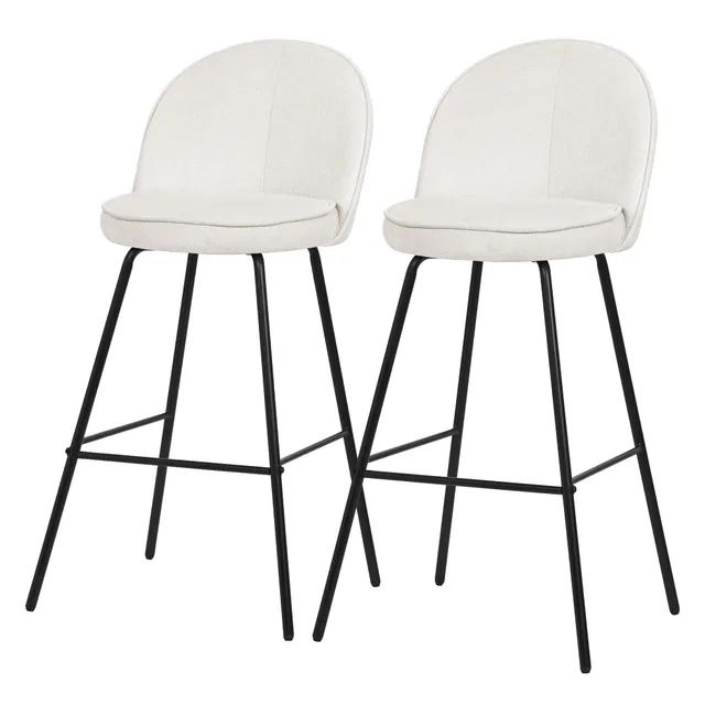 ECD Möbel ML-Design tabouret bar beige lot de 2 dossier