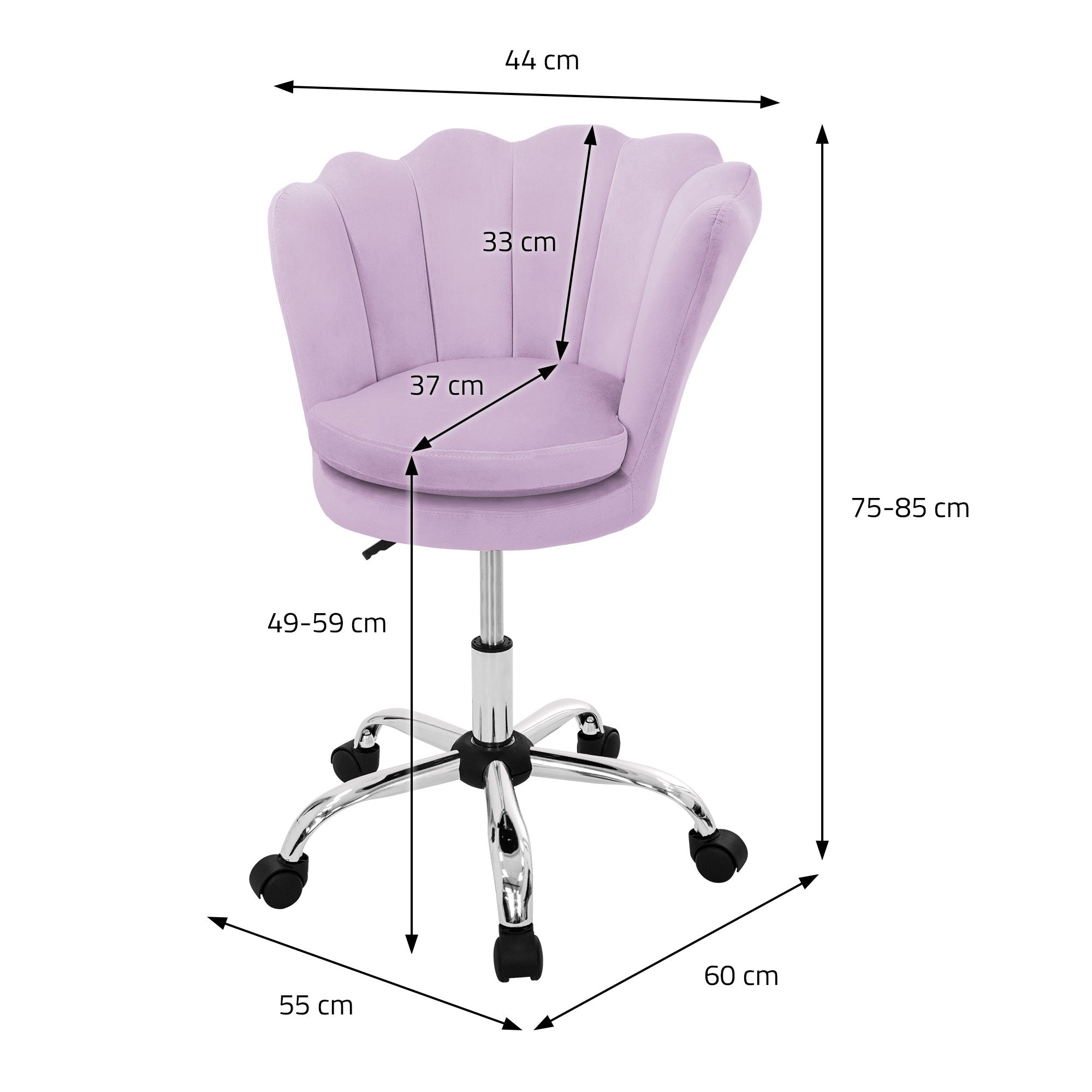 ECD Germany Möbel chaise bureau velours 55x60 lilas coquillage