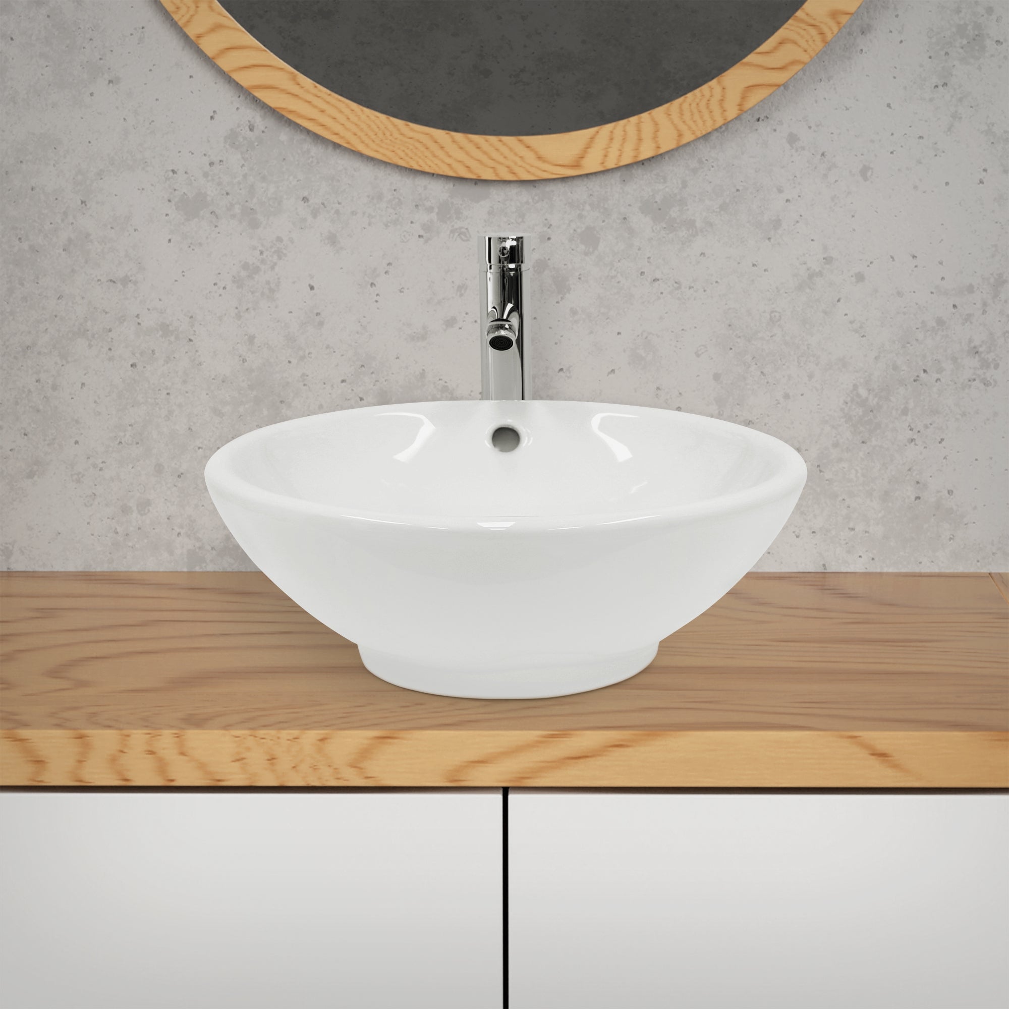 ECD Germany Sanitär Vasque ronde céramique blanc Ø42x17cm LuxeBath