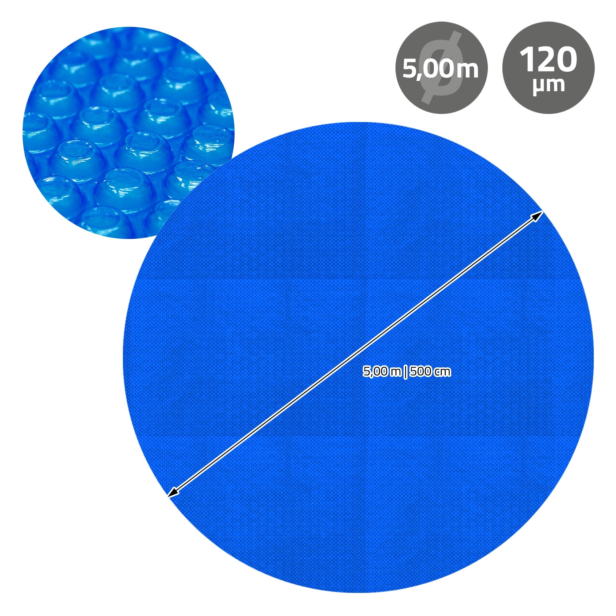 ECD Germany bâche solaire piscine ronde bleue Ø 500 cm 120µm