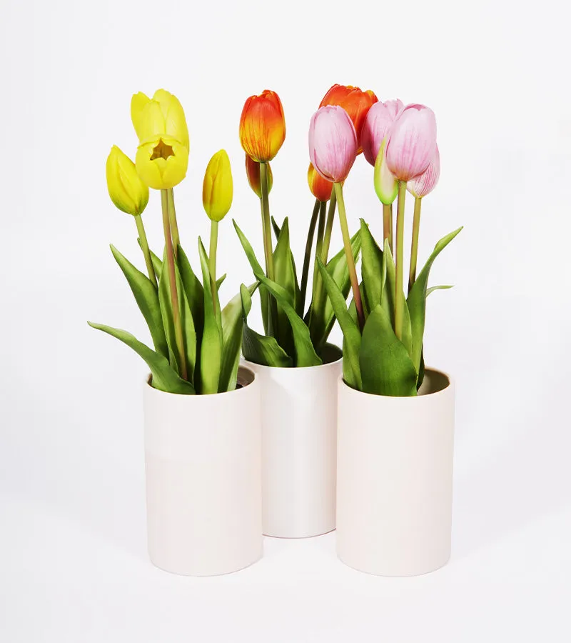 L'avant gardiste bouquet tulipes artificielles jaune