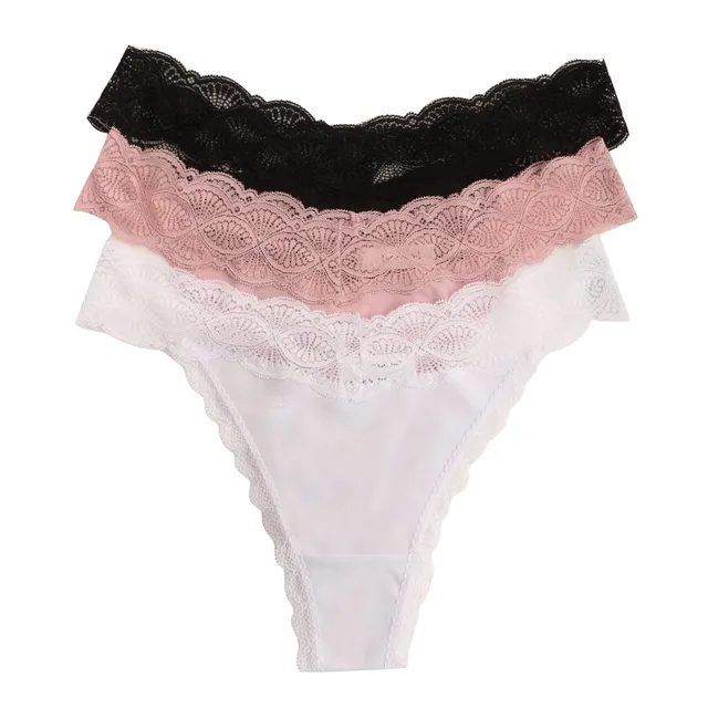 Stokomani lot 3 strings femme multicolore coton dentelle