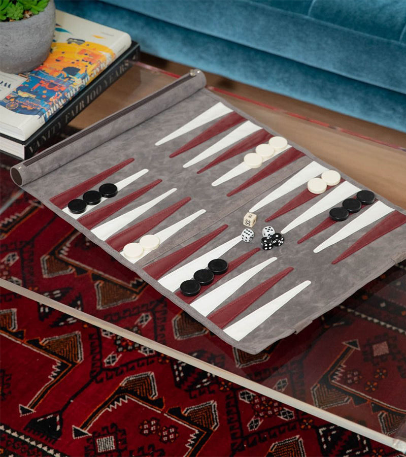 L'avant gardiste Fun & Jeux Backgammon voyage en daim enroulable