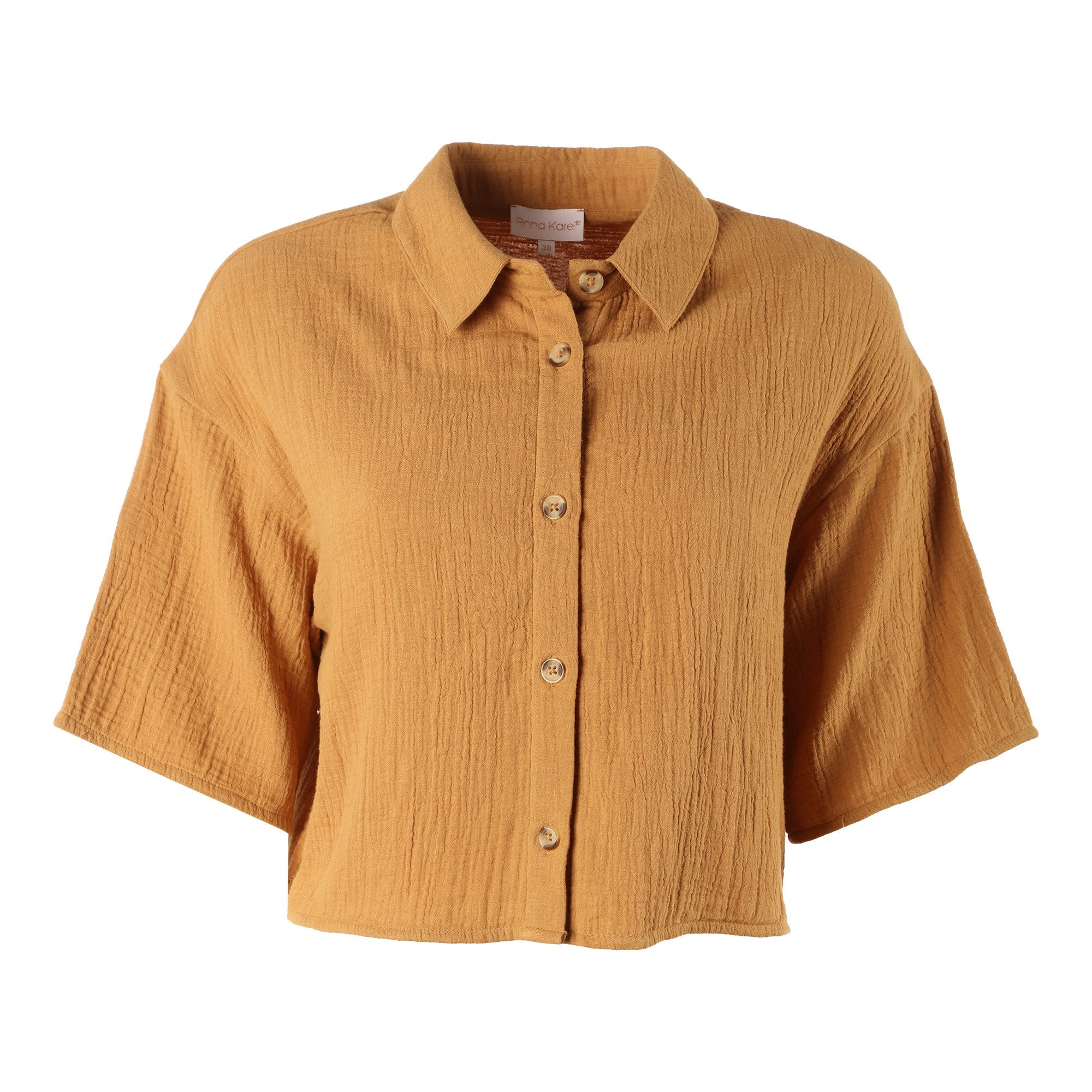 Chemise gaze de coton marron femme