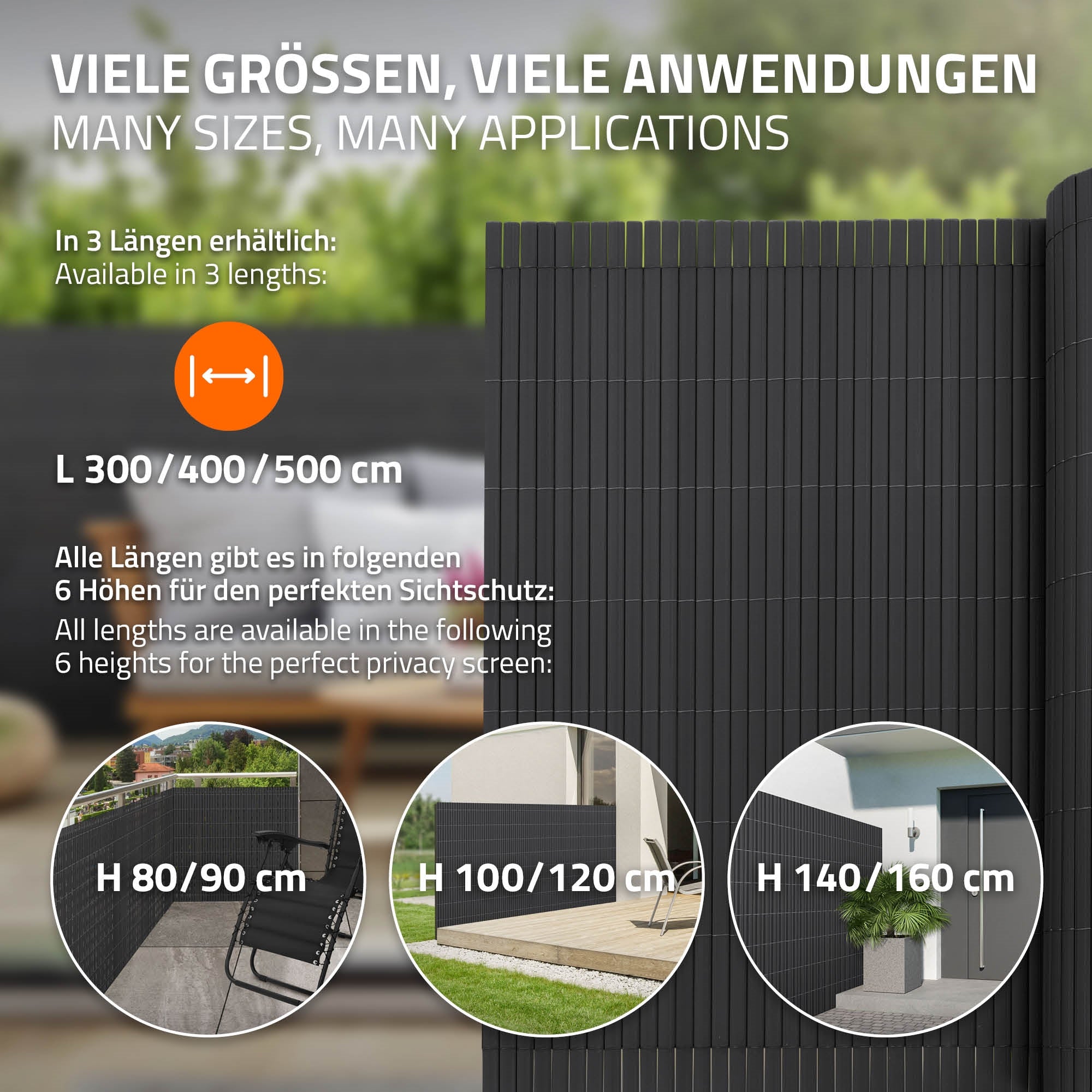 ECD Germany Garten brise-vue 10m anthracite PVC anti-UV