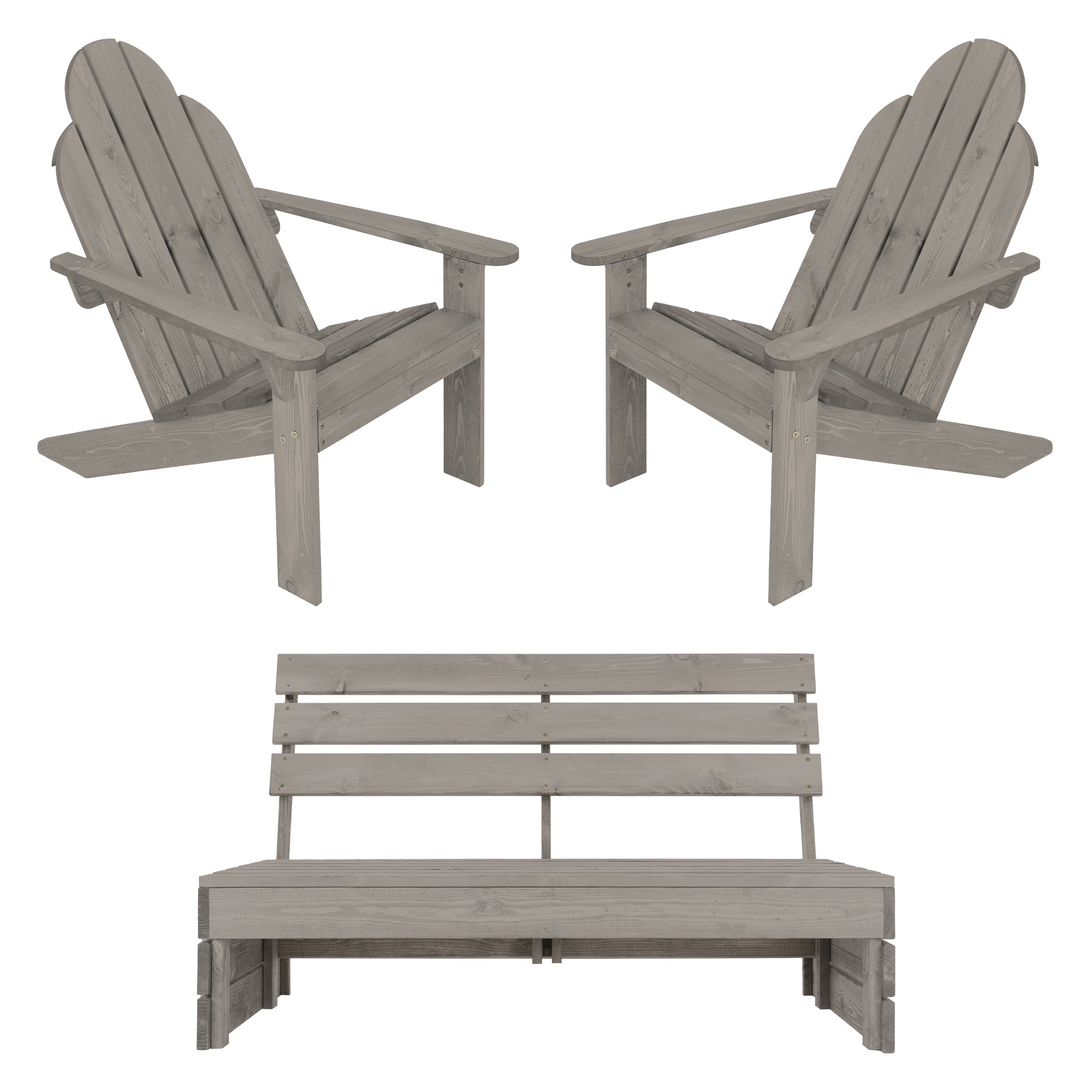 ECD Germany Garten salon jardin bois gris 3 pièces banc 120 cm