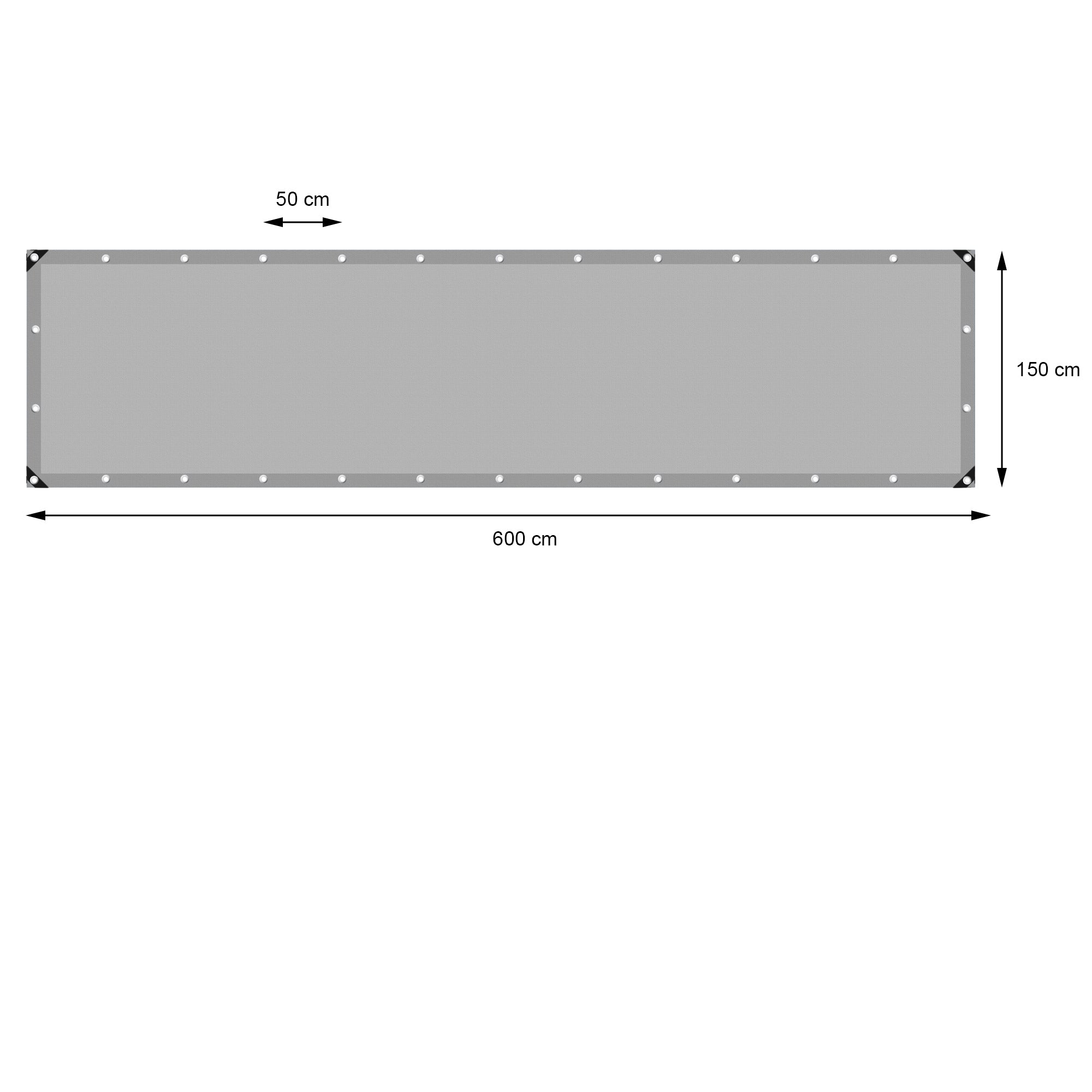 ECD Germany Bâche grise 1,5x6m 180g/m2 avec œillets PE