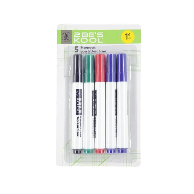 Stokomani Scolaire 5 marqueurs tableau blanc effaçables