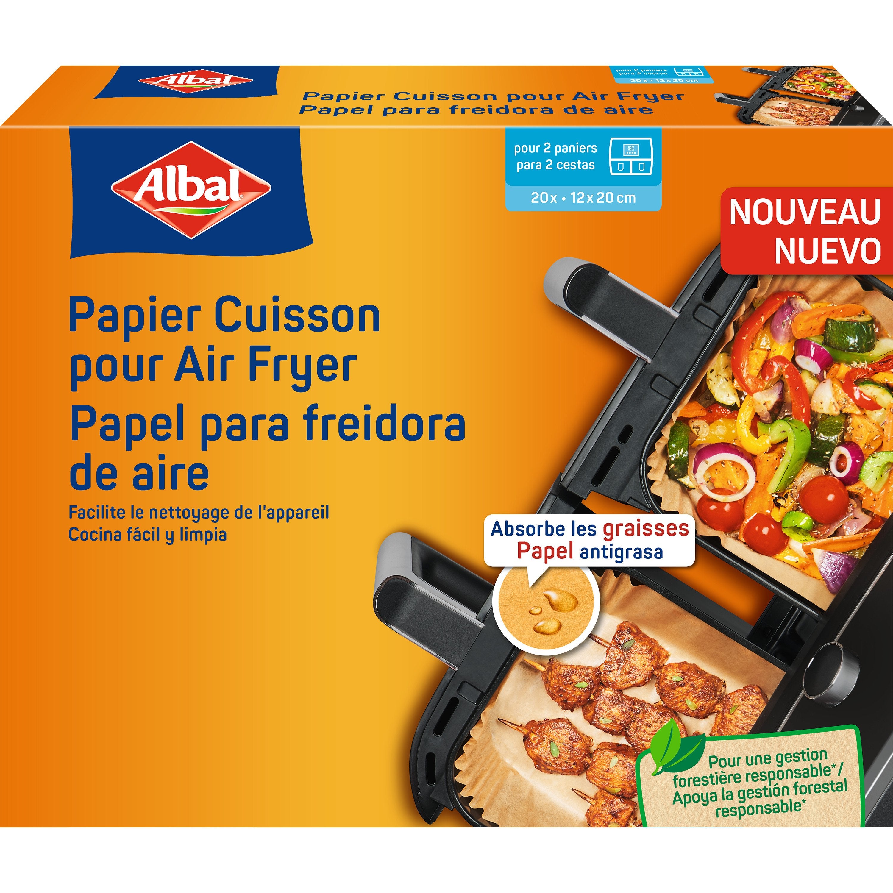 Stokomani Maison papiers cuisson papier air fryer 20x12cm x20