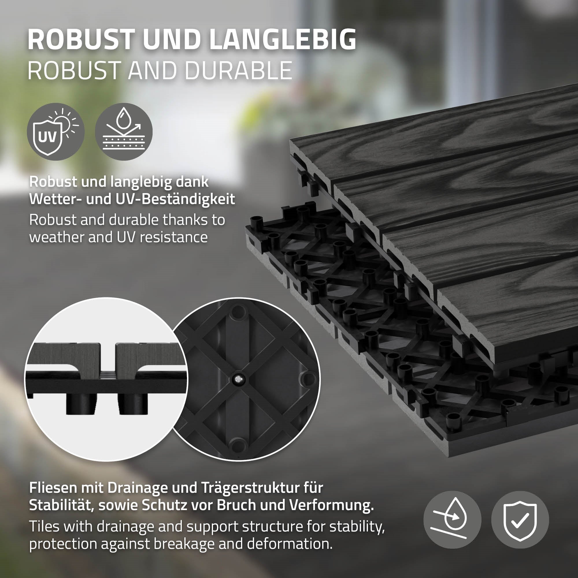 ECD Germany Dalles Terrasse WPC Anthracite 30x30 cm Lot 55