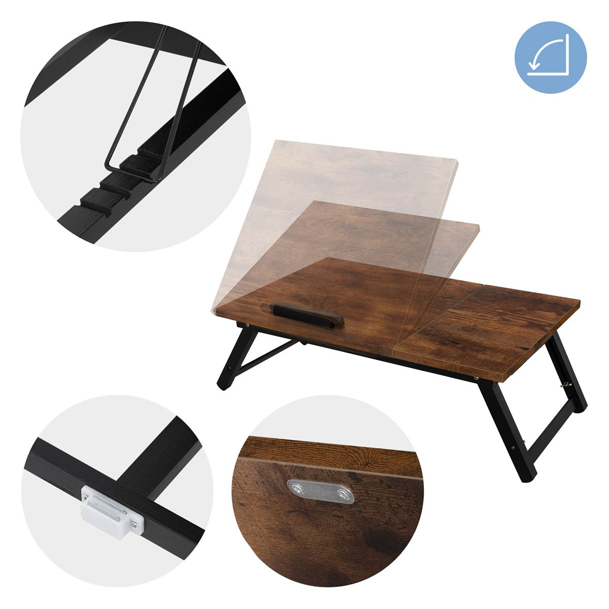 ECD Germany Möbel table lit portable bois naturel pliable
