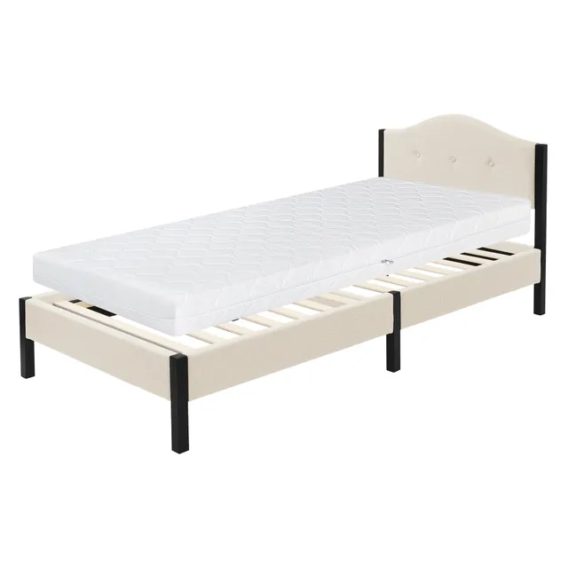 ECD Germany Möbel lit rembourré 90x200 cm beige avec matelas