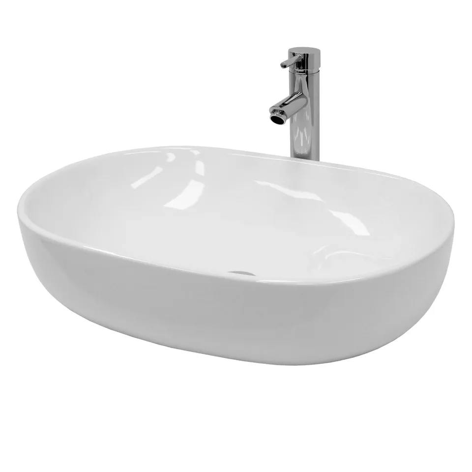 LuxeBath vasque 60x42 cm blanc céramique avec bonde