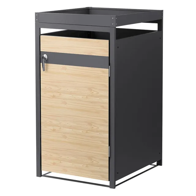 ECD Germany Garten cache poubelle acier mélèze 68x80x124 cm