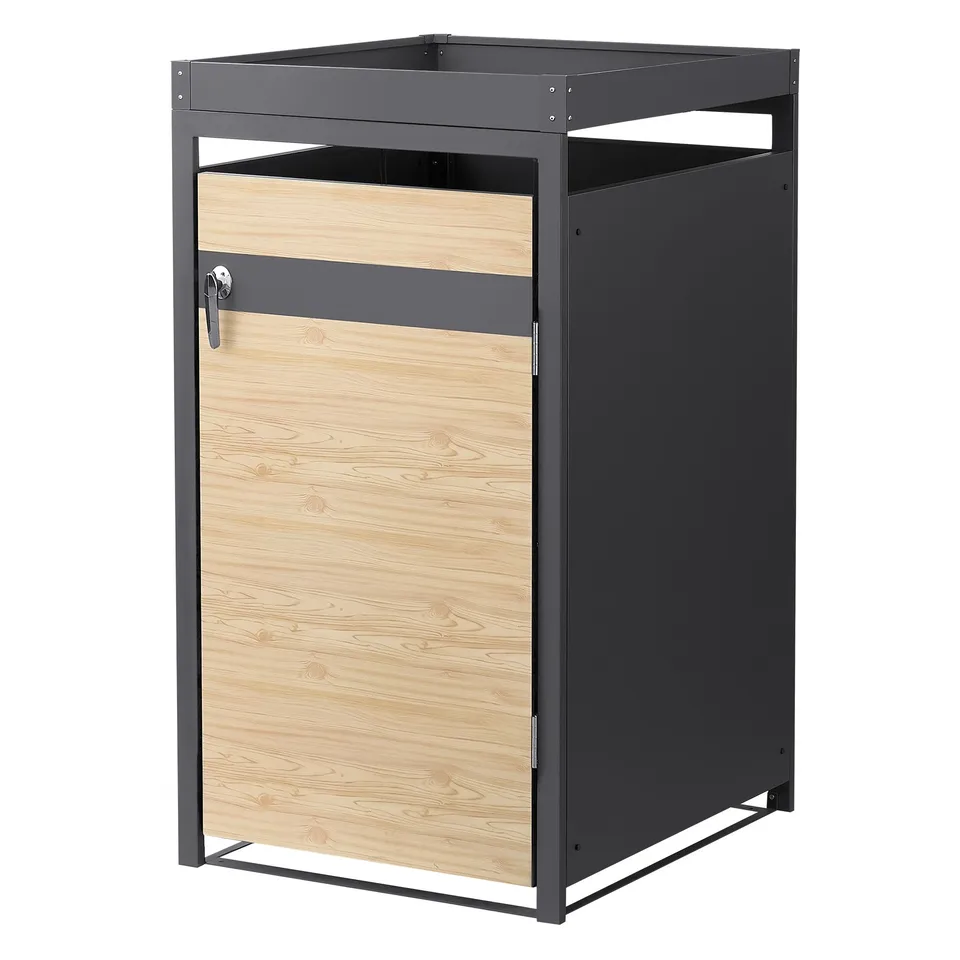 ECD Germany Garten cache poubelle acier mélèze 68x80x124 cm