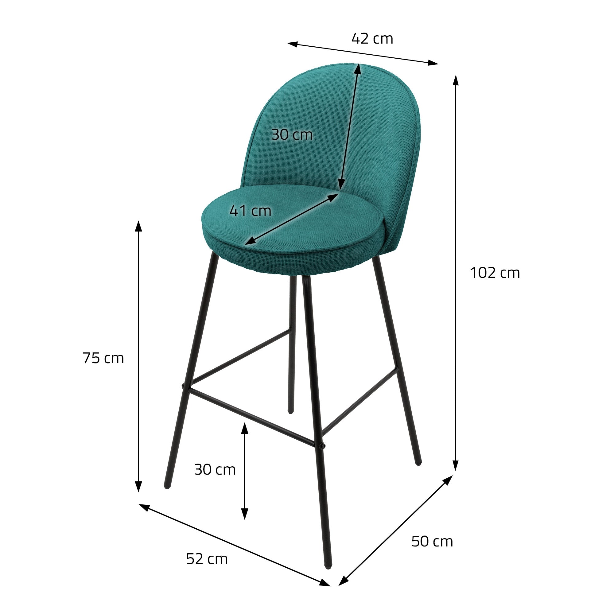 ECD Germany Möbel tabouret de bar pétrole lot de 2 102cm