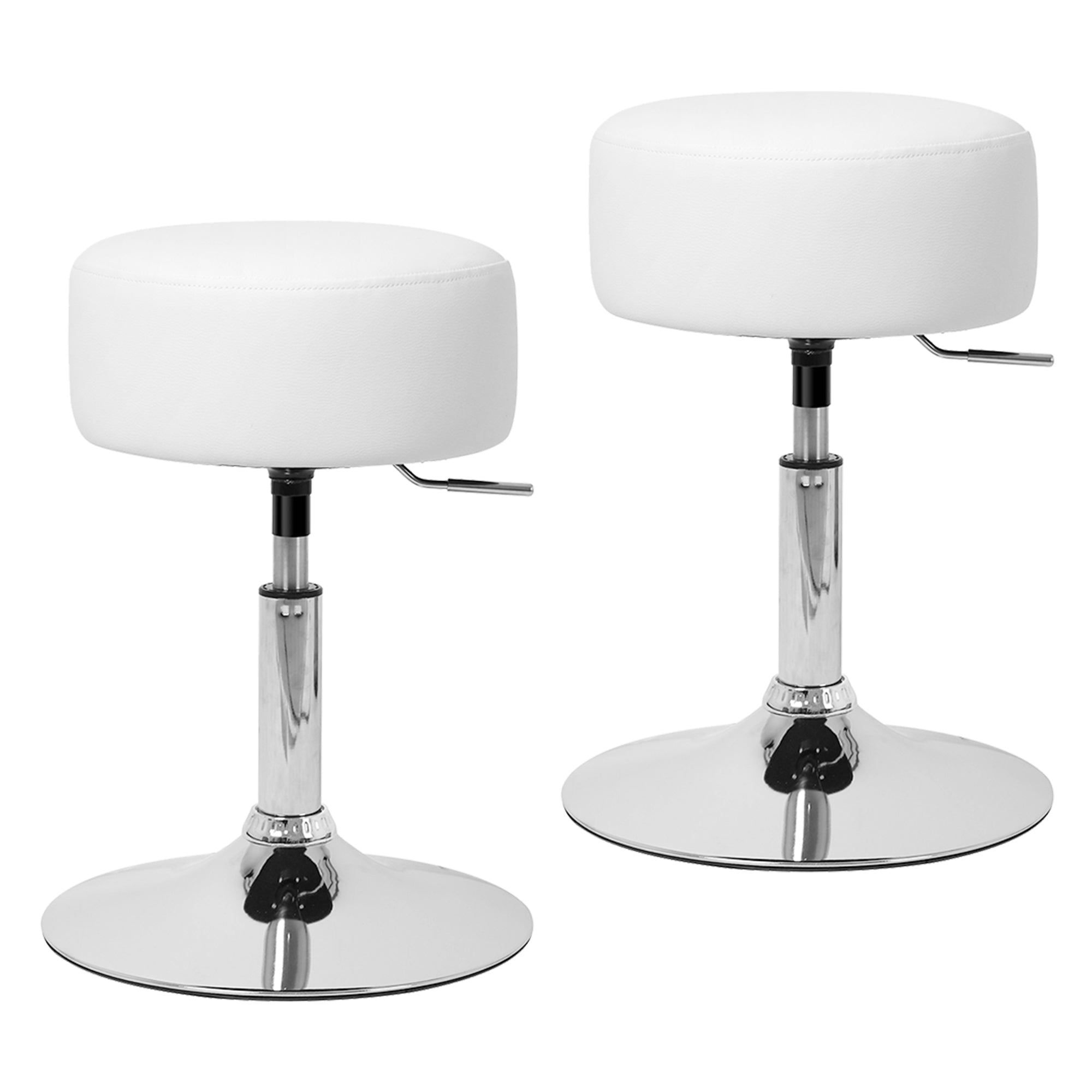 ECD Germany Möbel tabouret blanc chrome lot 2 réglable Ø33cm