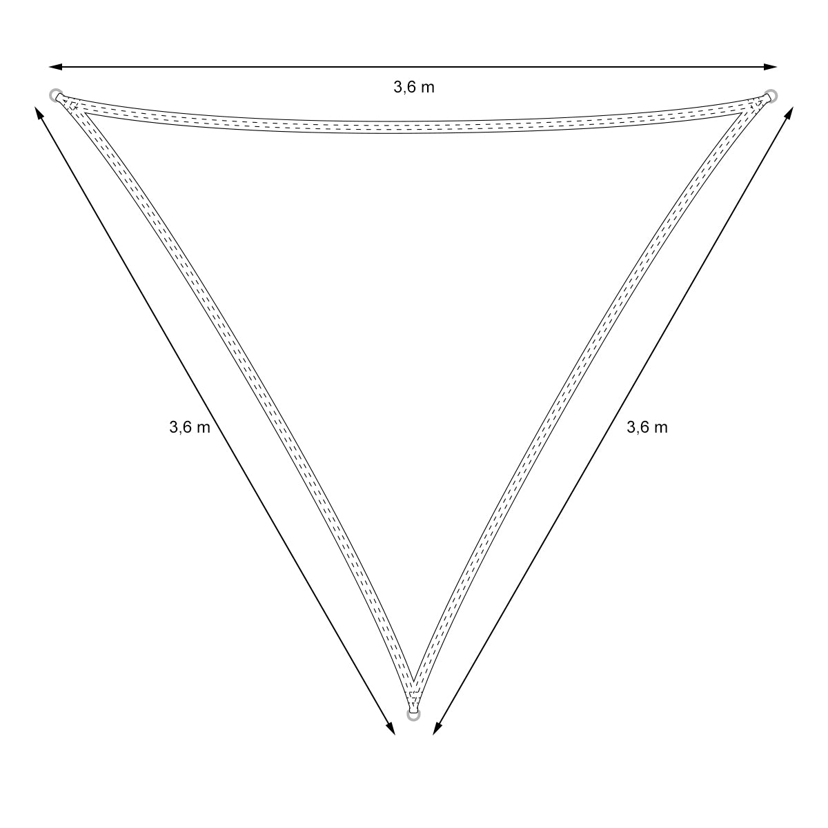ECD Germany Garten voile ombrage 3,6x3,6x3,6 m crème HDPE