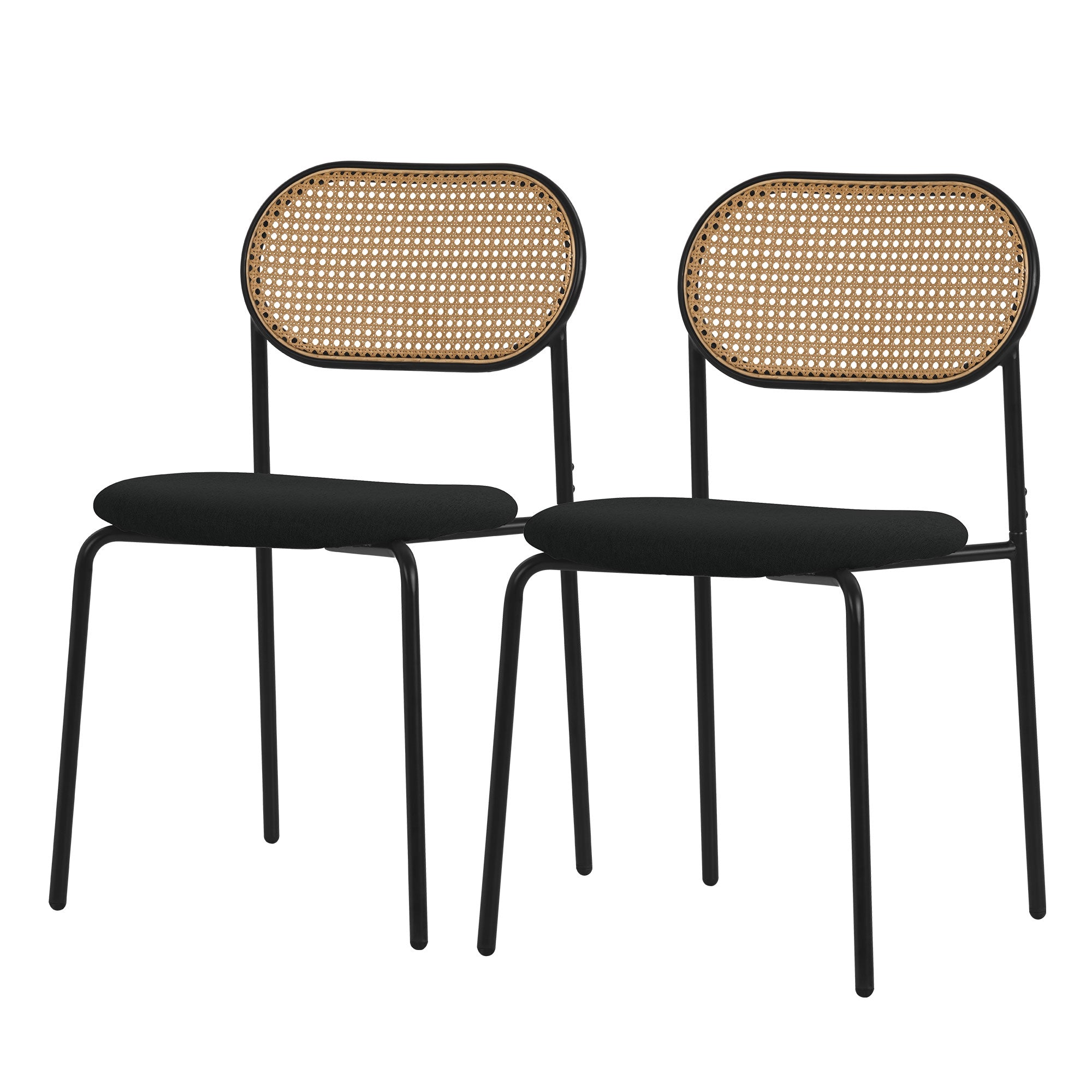 ECD Germany Möbel lot 2 chaises noires rotin 46 cm