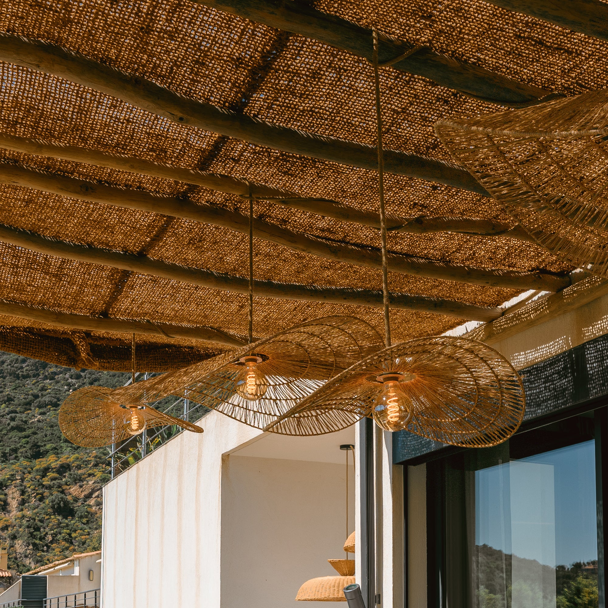 Red Deco Marbella Outdoor suspension jute E27 câble 5 m