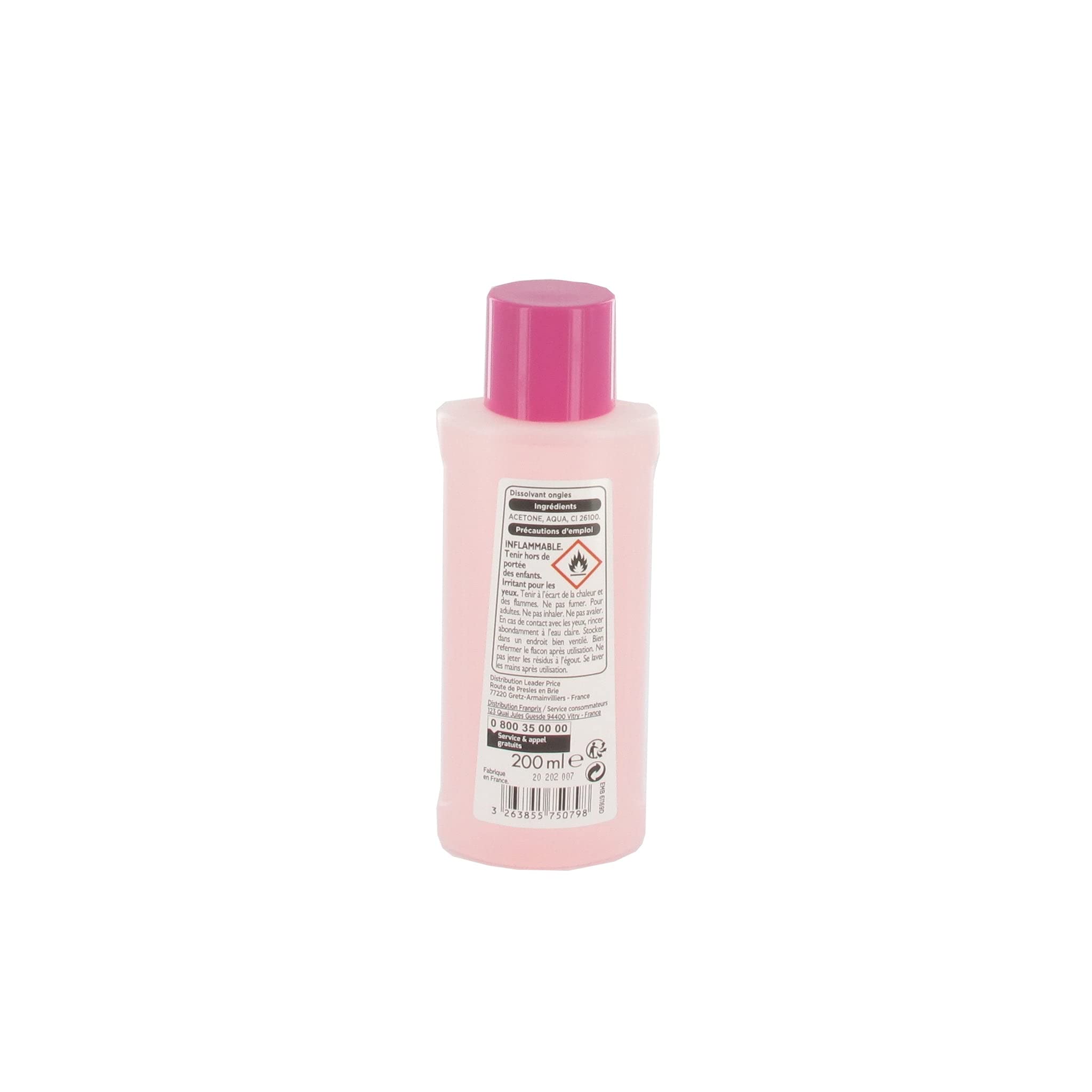 Leader Price Bazar SOOA dissolvant ongles 200ml