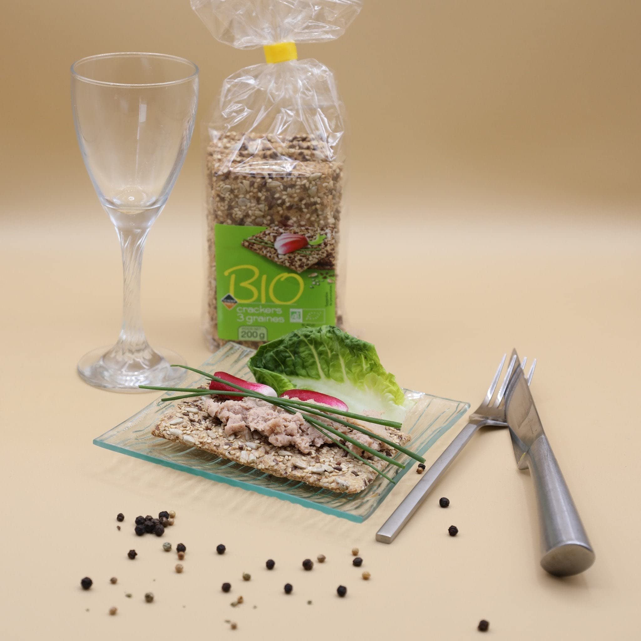 Leader Price Apéritif Crackers 3 graines Bio 200g Lot de 7