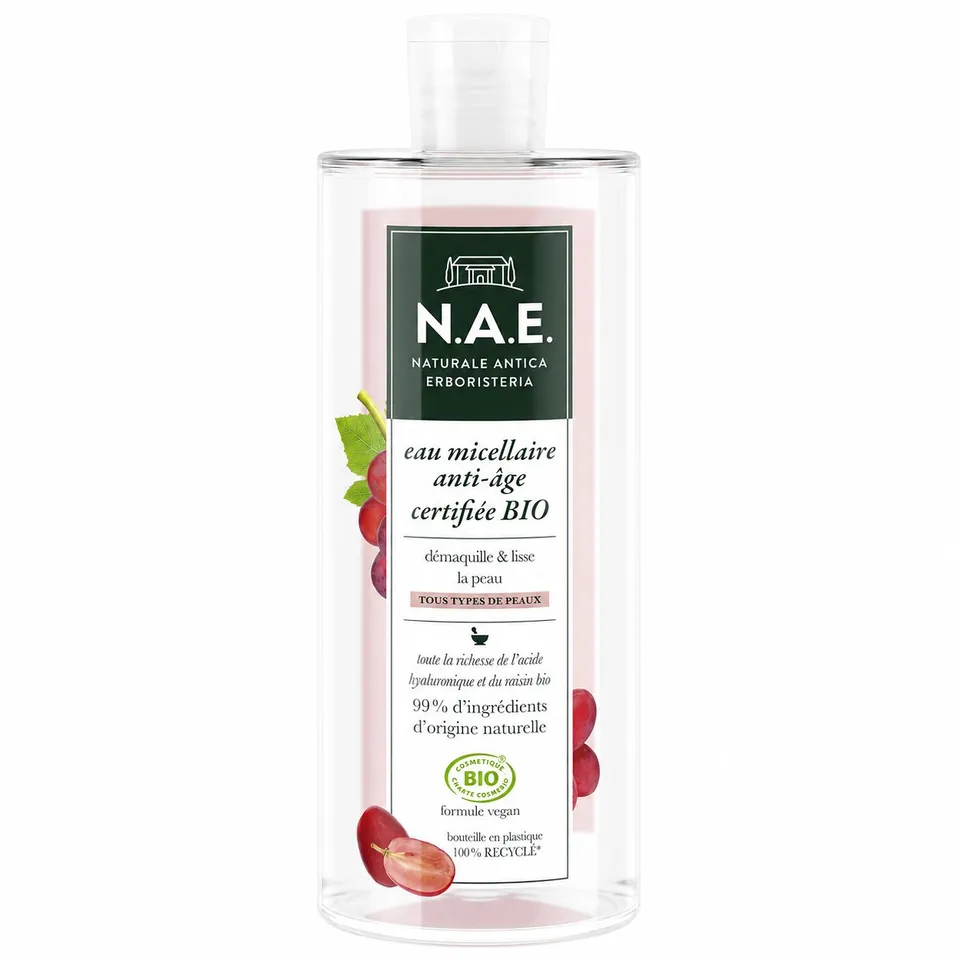 Eau micellaire anti-âge démaquillante lissante visage