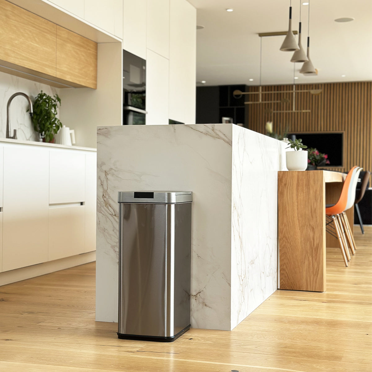 Red Deco Silverlake 70L poubelle cuisine automatique inox