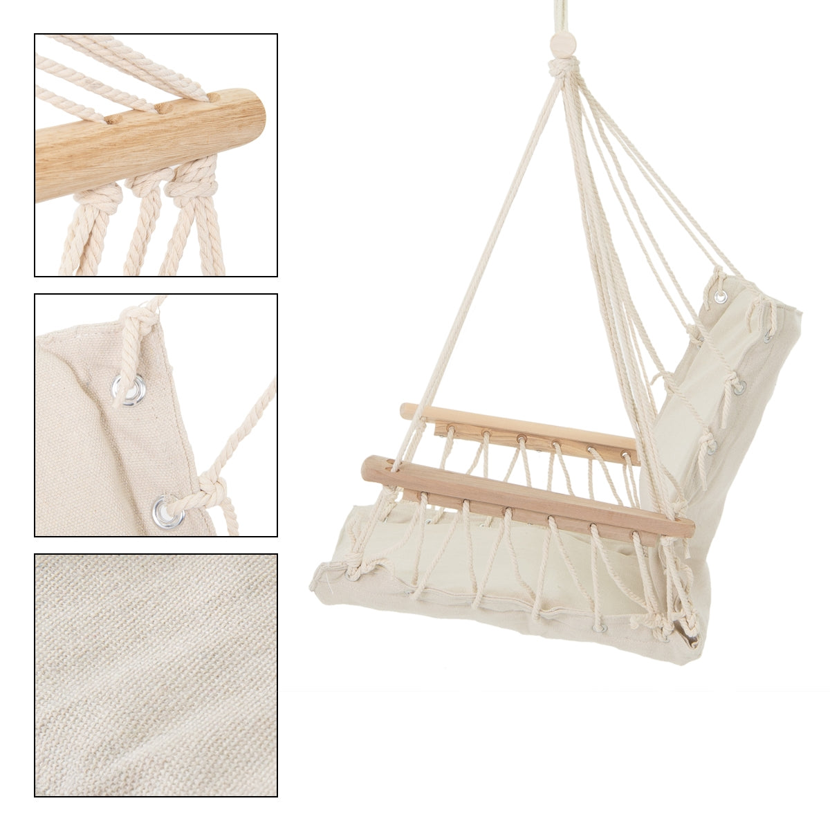 ECD Germany Sport hamac chaise suspendue nature 210 cm + support