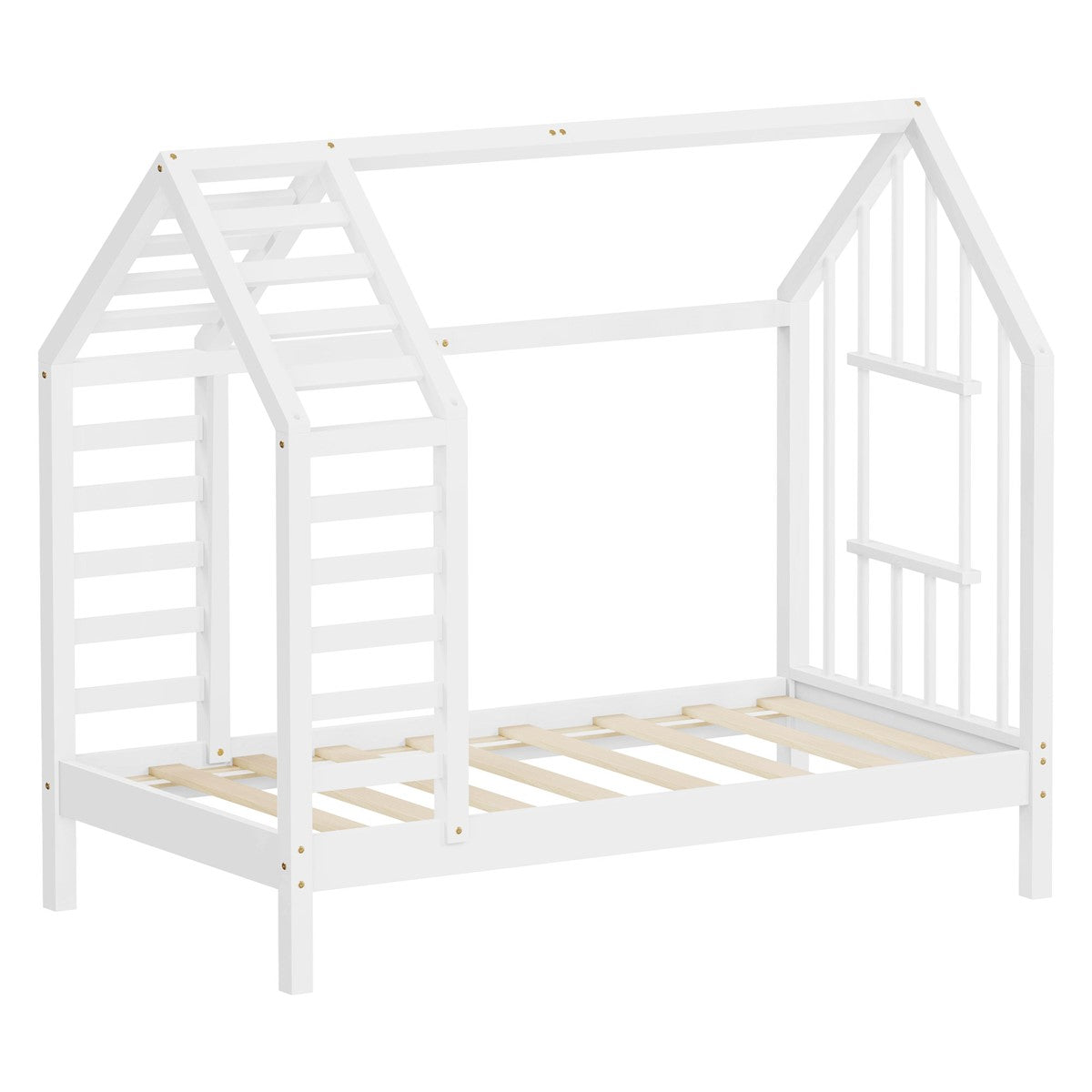 ECD Germany Kinder lit cabane 70x140 blanc pin sommier