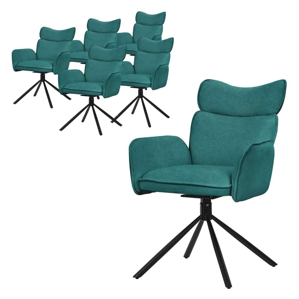 ECD Germany Möbel Chaise Salle à Manger Pétrole Lot 6 Pivotante