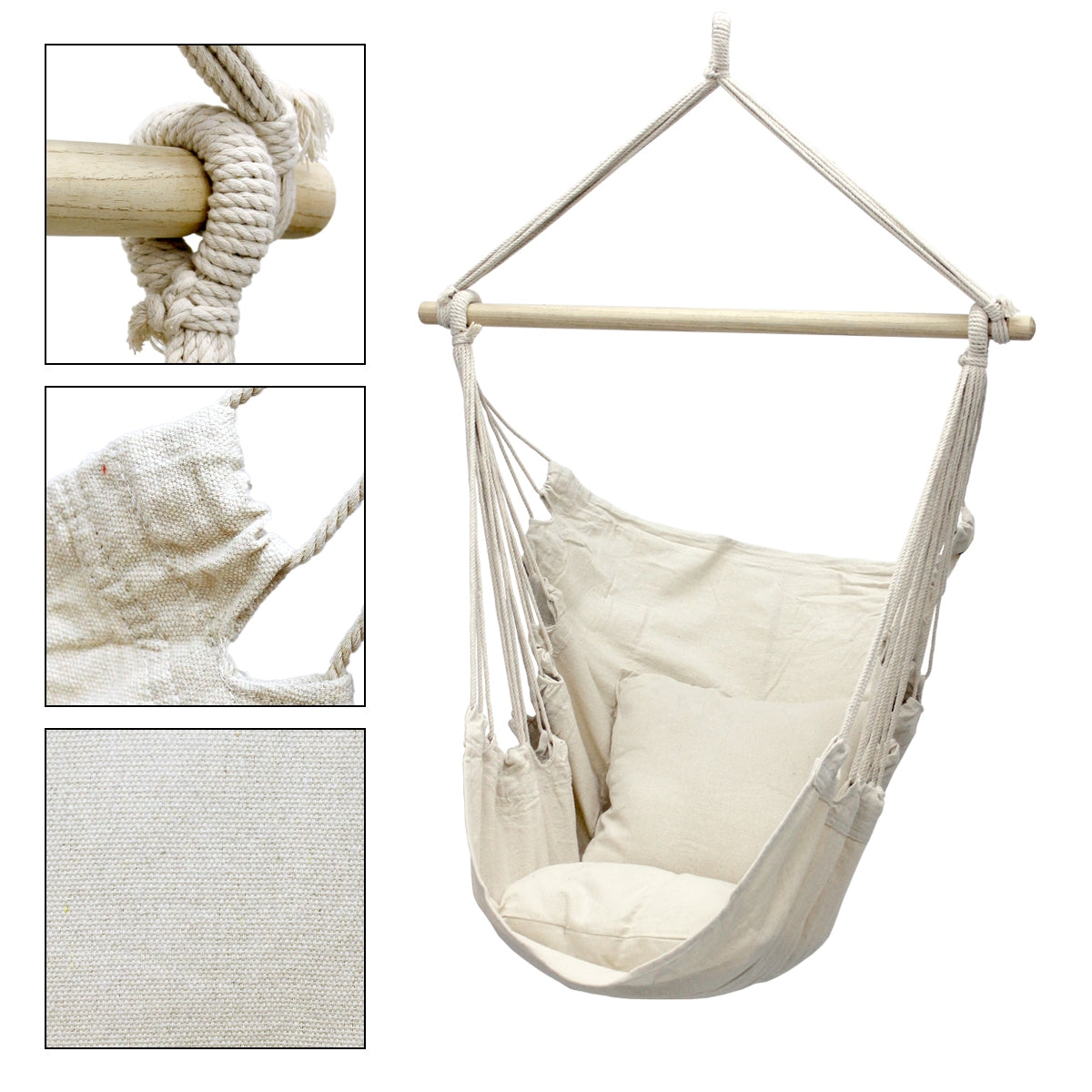 ECD Germany Sport & Freizeit fauteuil suspendu beige coton 120kg