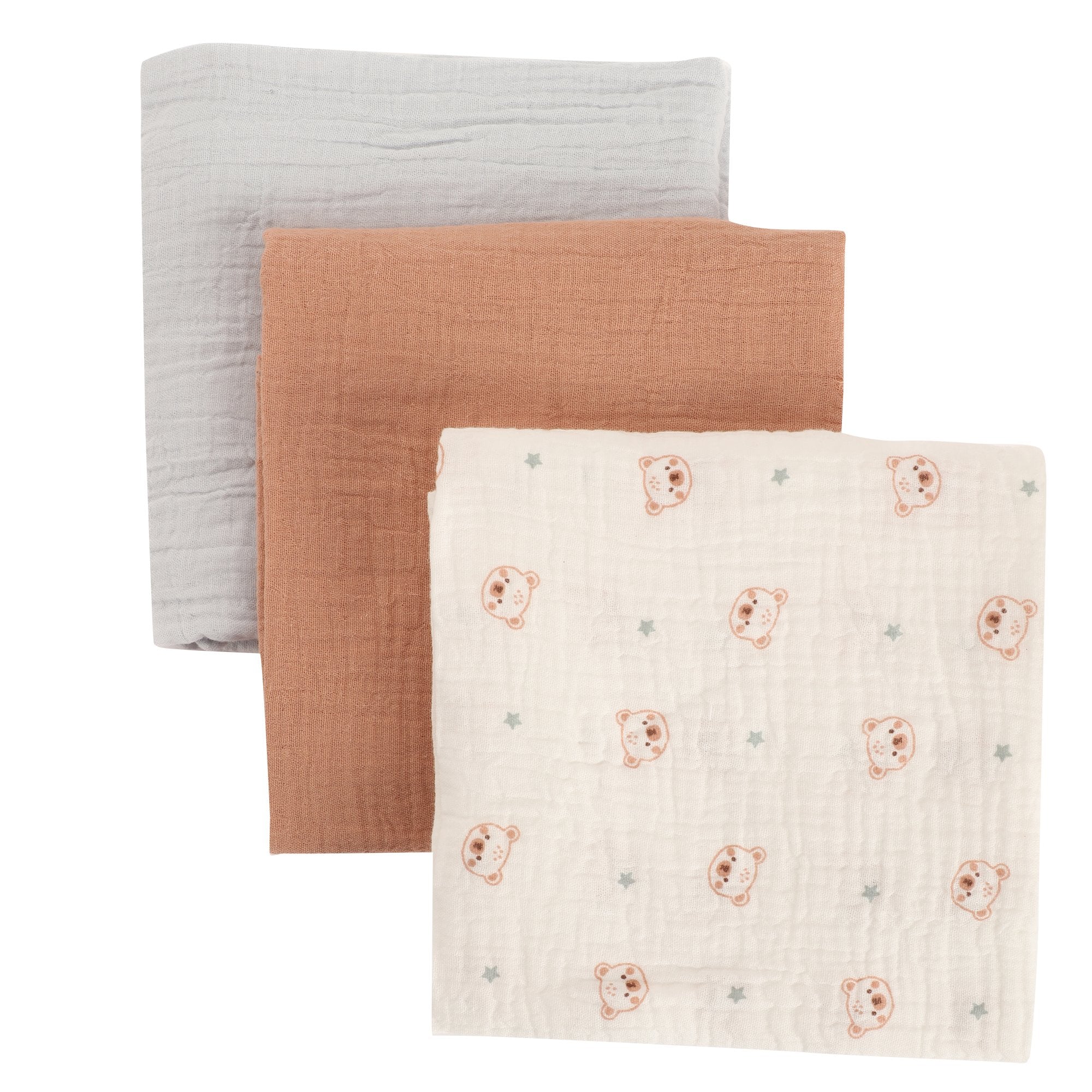 Stokomani Puériculture Lot 3 Langes Bébé 73x73 cm Coton Doux